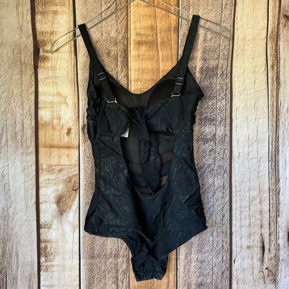 Leonisa Swimsuit One Piece Black Adjustable Strap Cutouts Slimming Shaping Small - Picture 2 of 8